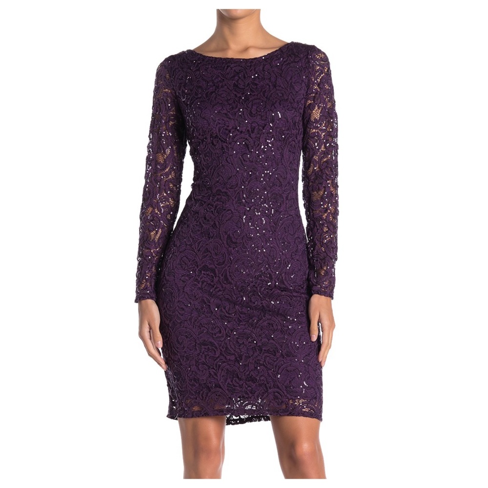 Marina Sequin and Lace Sheath Dress